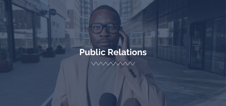 Man with microphone listens for cues on a headset about his public relations strategy