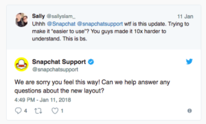 Snapchat Tweets About App Update