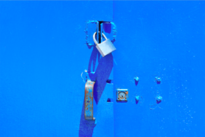 lock on blue door