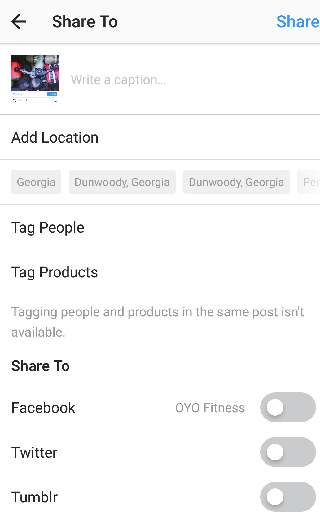 Product tagging in Instagram OYO