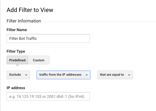 Set Up a Filter to Exclude Fake Bot Traffic in UA