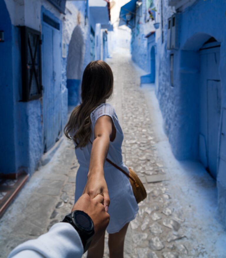 man following woman