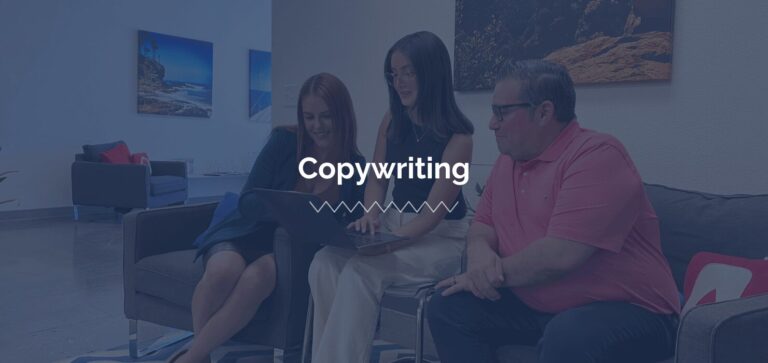 A team of people working on the story of a brand.