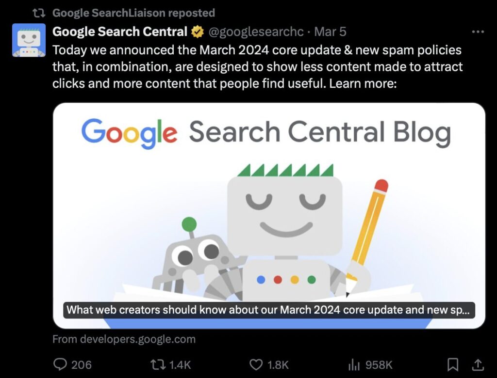 Google March 2024 core update